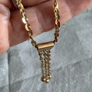 Michael Anthony Jewelry Solid 10K Gold Cleo Link Tassel Slide Pendant chain